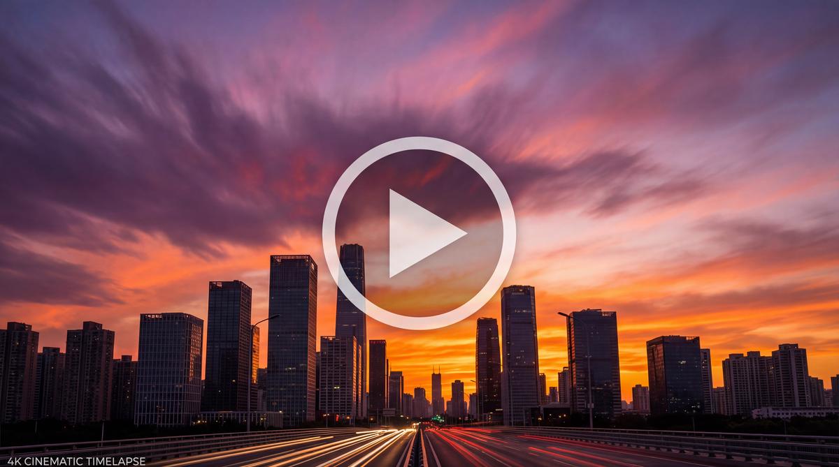 抖荫短视频城市日落延时摄影视频